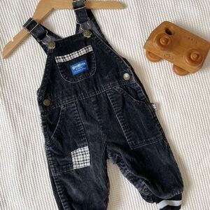 Vintage OshKosh B'gosh Black Corduroy Kids Overalls